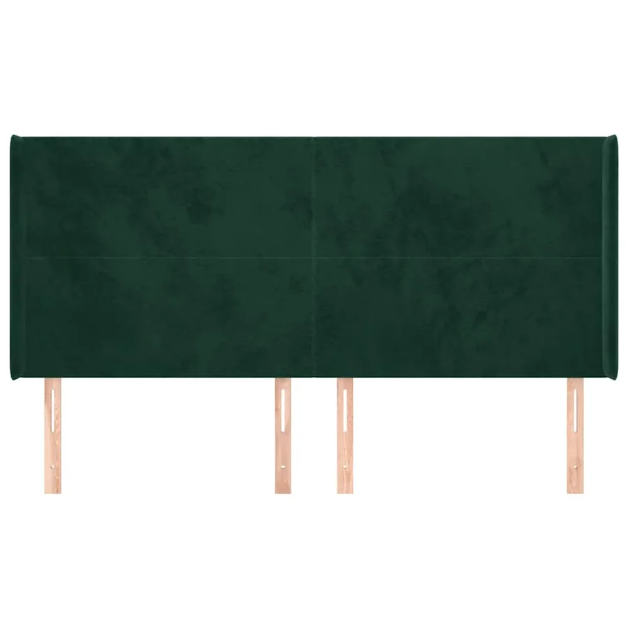 Tête de lit avec oreilles Vert foncé 163x16x118/128 cm Velours - 3