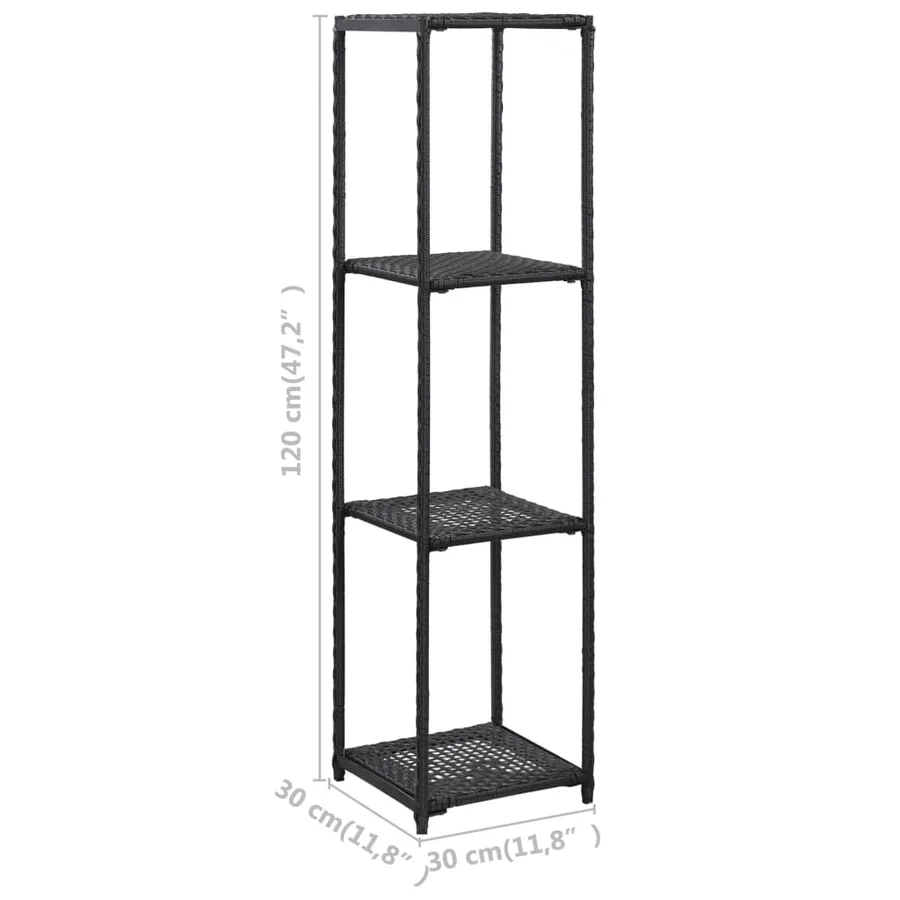 Étagère de rangement Noir 30x30x120 cm Résine tressée - 5
