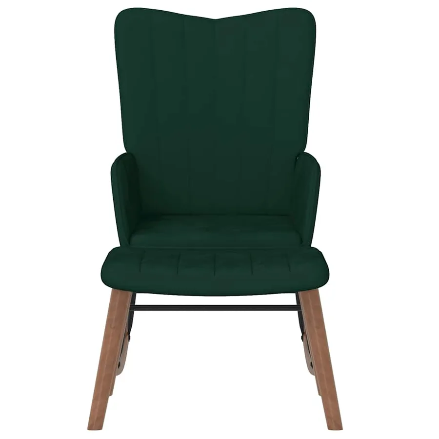 Chaise à bascule avec repose-pied Vert foncé Velours - 3