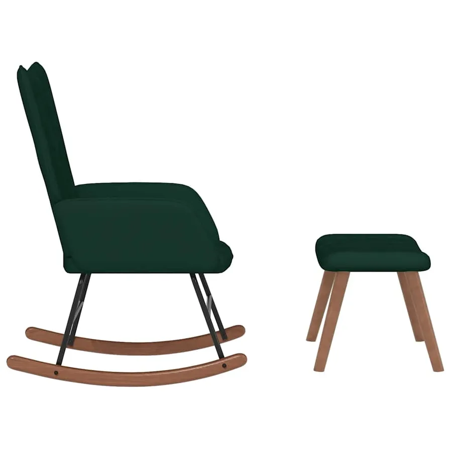 Chaise à bascule avec repose-pied Vert foncé Velours - 4