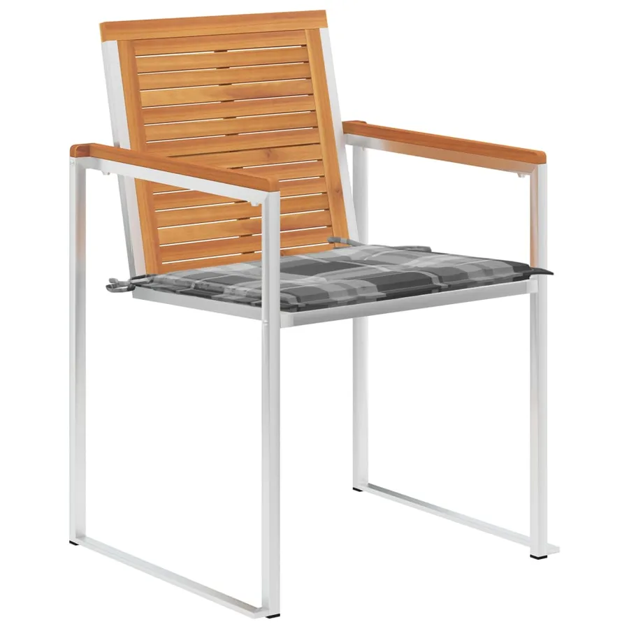 Chaises de jardin avec coussins lot de 2 Teck solide et acier - 15