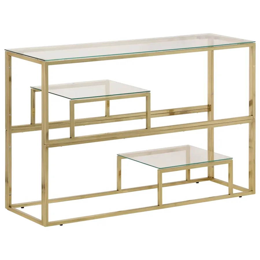 Table console doré acier inoxydable et verre trempé - 2