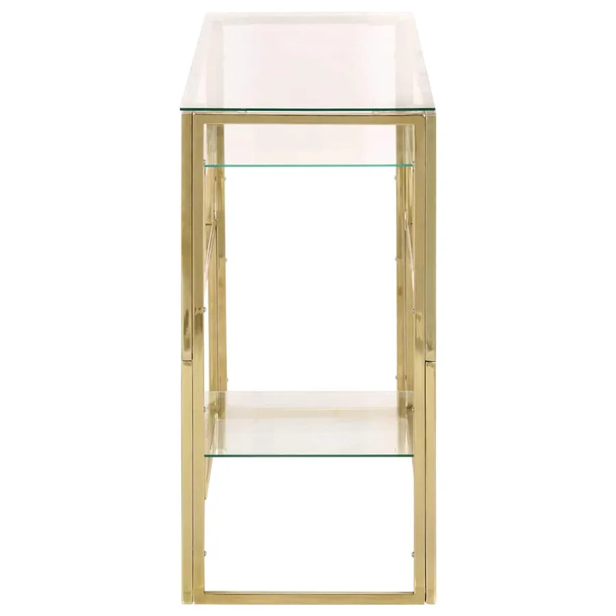 Table console doré acier inoxydable et verre trempé - 4