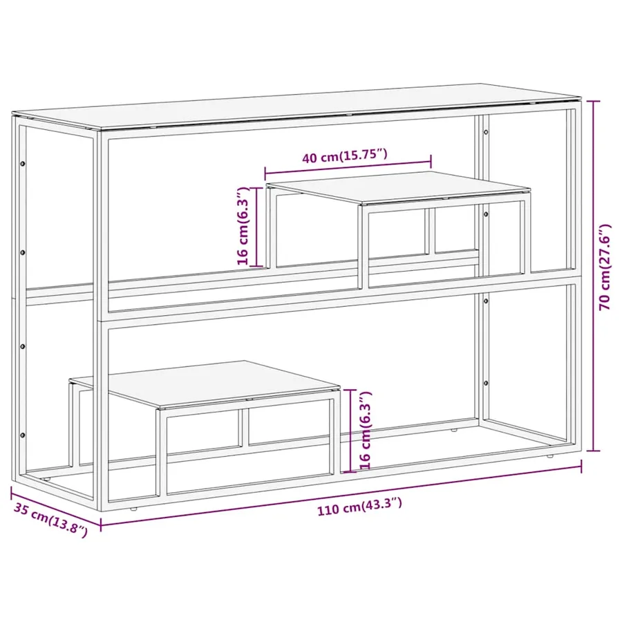 Table console doré acier inoxydable et verre trempé - 8