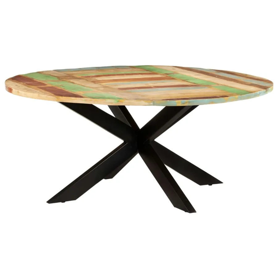 Table à manger ronde 175x75 cm Bois de récupération massif