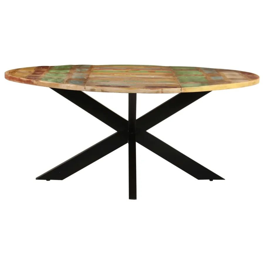 Table à manger ronde 175x75 cm Bois de récupération massif - 2