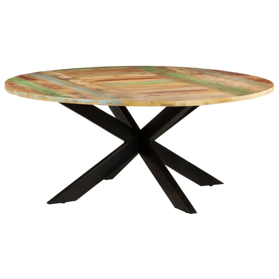 Table à manger ronde 175x75 cm Bois de récupération massif - 4