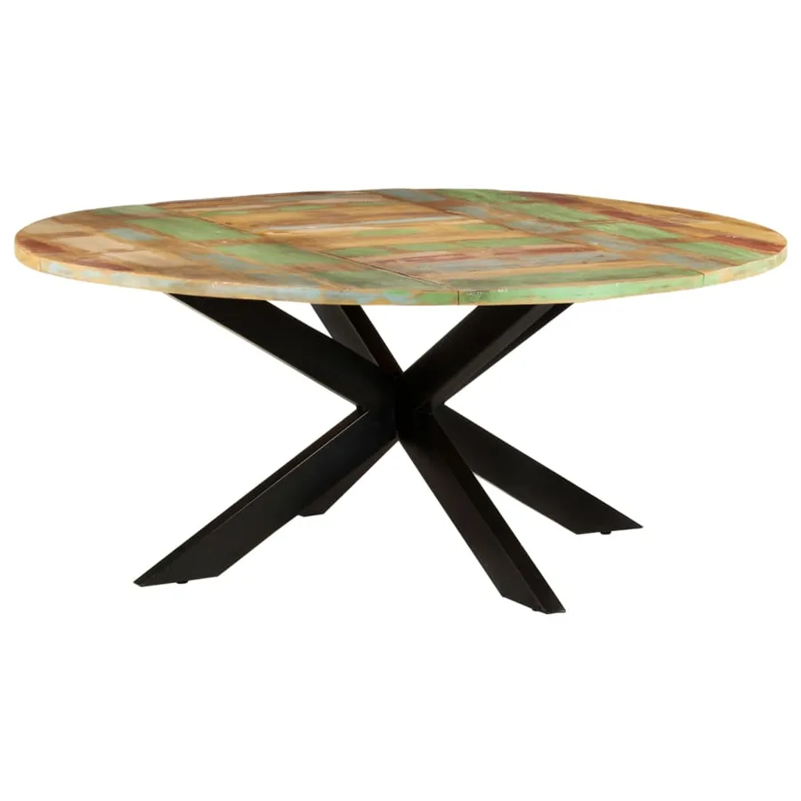 Table à manger ronde 175x75 cm Bois de récupération massif - 5