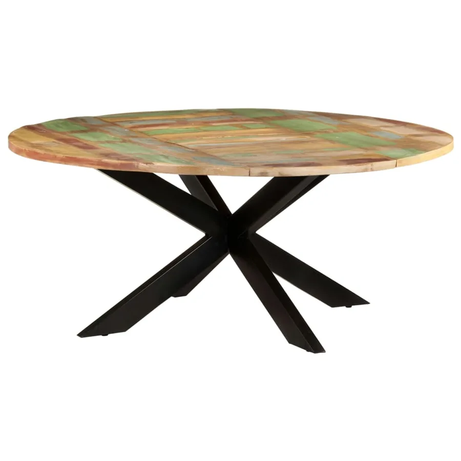 Table à manger ronde 175x75 cm Bois de récupération massif - 6