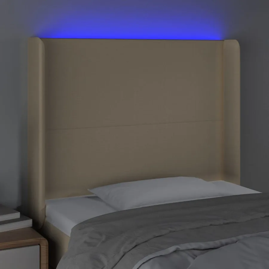 Tête de lit à LED Crème 83x16x118/128 cm Tissu - 4