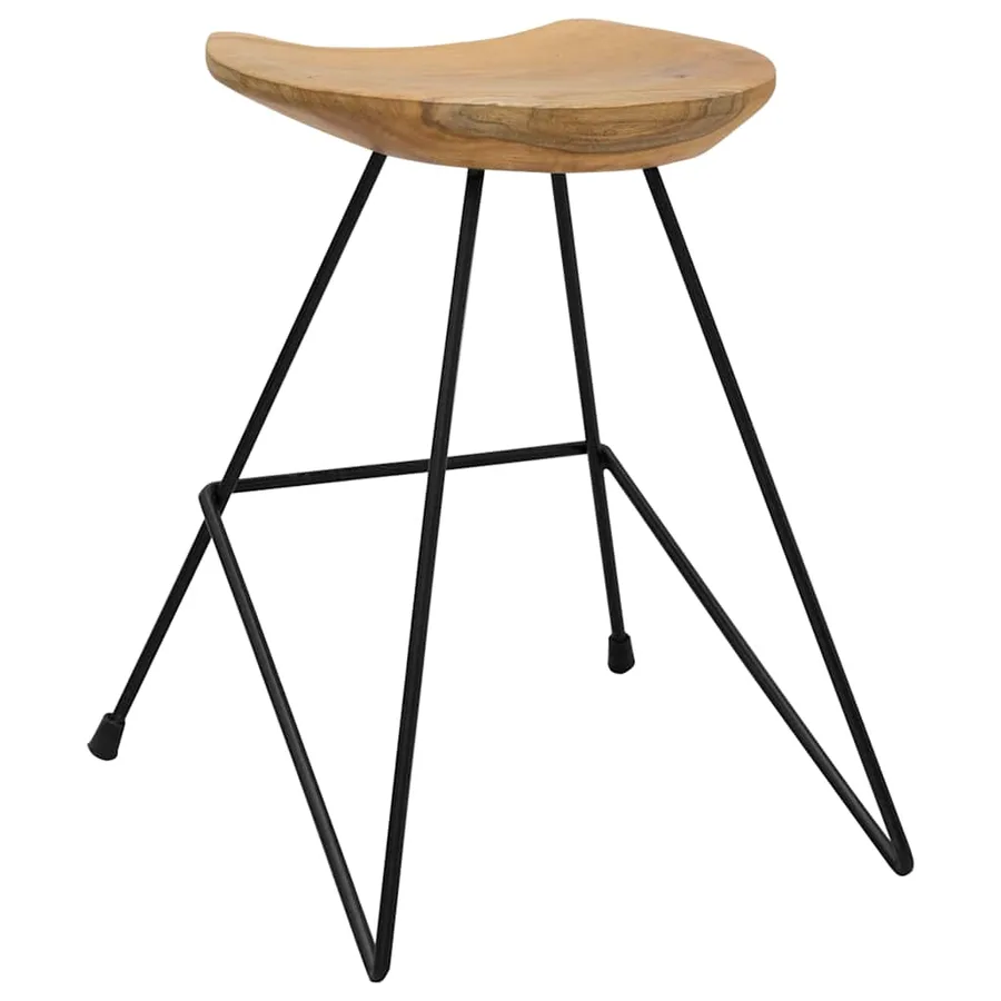 Tabourets lot de 2 bois de teck massif - 4
