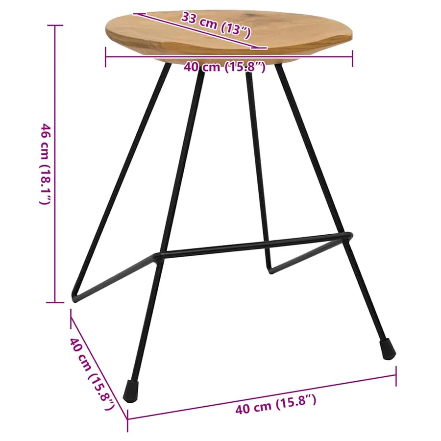 Tabourets lot de 2 bois de teck massif - 8