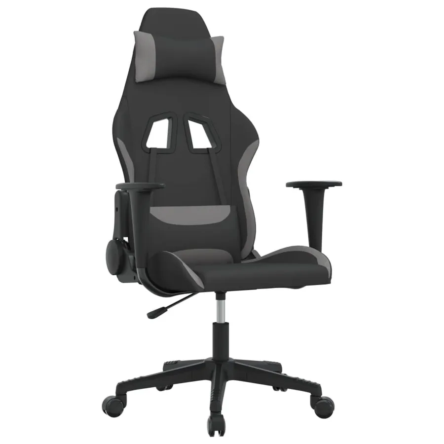 Chaise de jeu Noir et gris clair Tissu - 2
