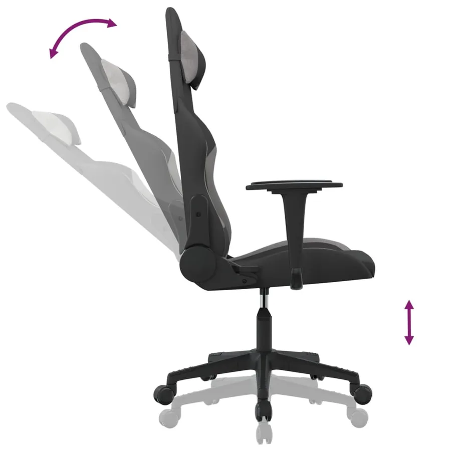 Chaise de jeu Noir et gris clair Tissu - 6