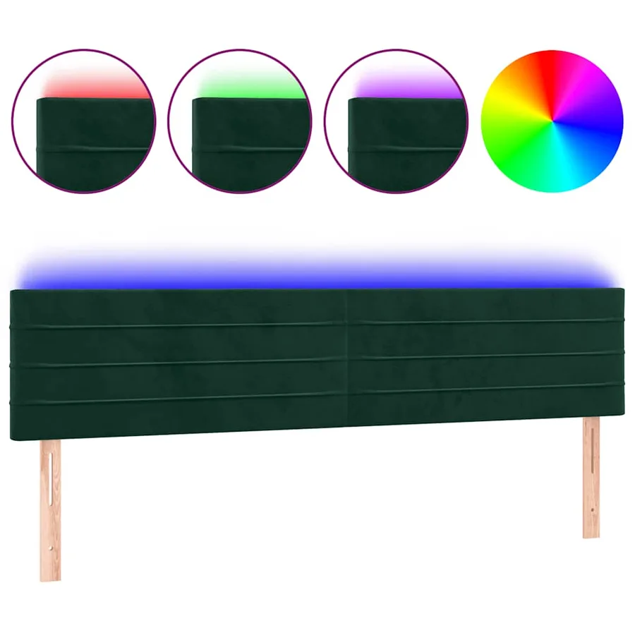 Tête de lit à LED Vert foncé 160x5x78/88 cm Velours - 2