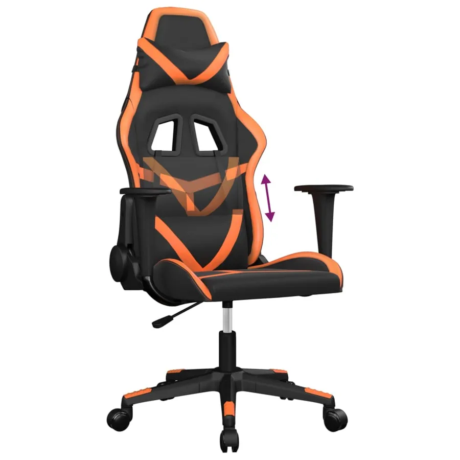Chaise de jeu Noir et orange Similicuir - 7