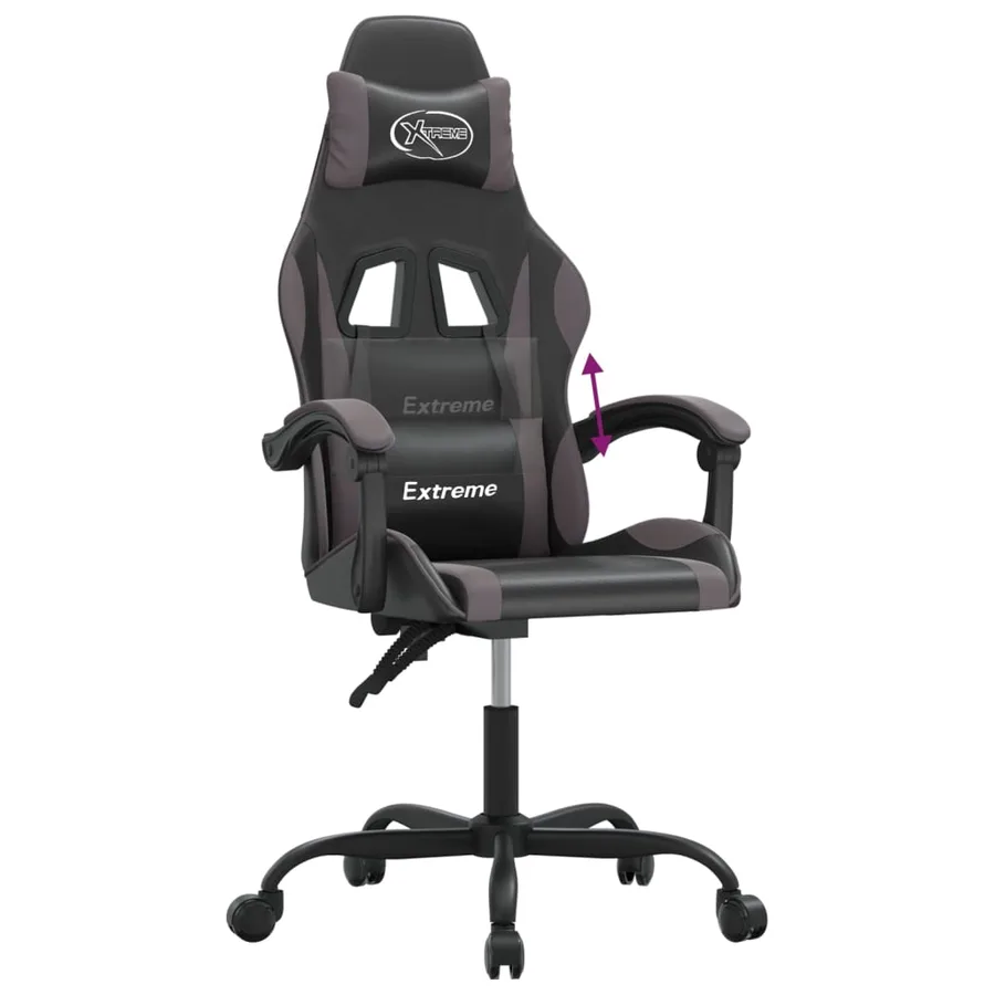 Chaise de jeu Noir et gris Similicuir - 7