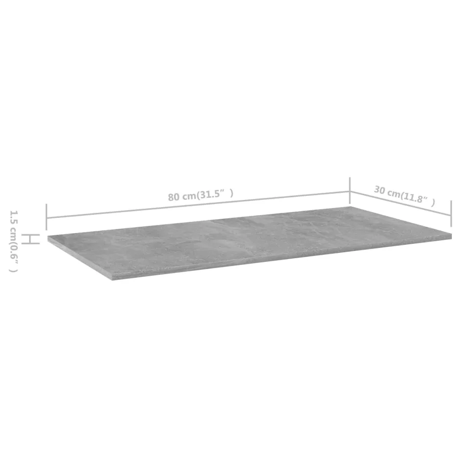 Panneaux de bibliothèque 8 pcs Gris béton 80x30x1,5cm Aggloméré - 5