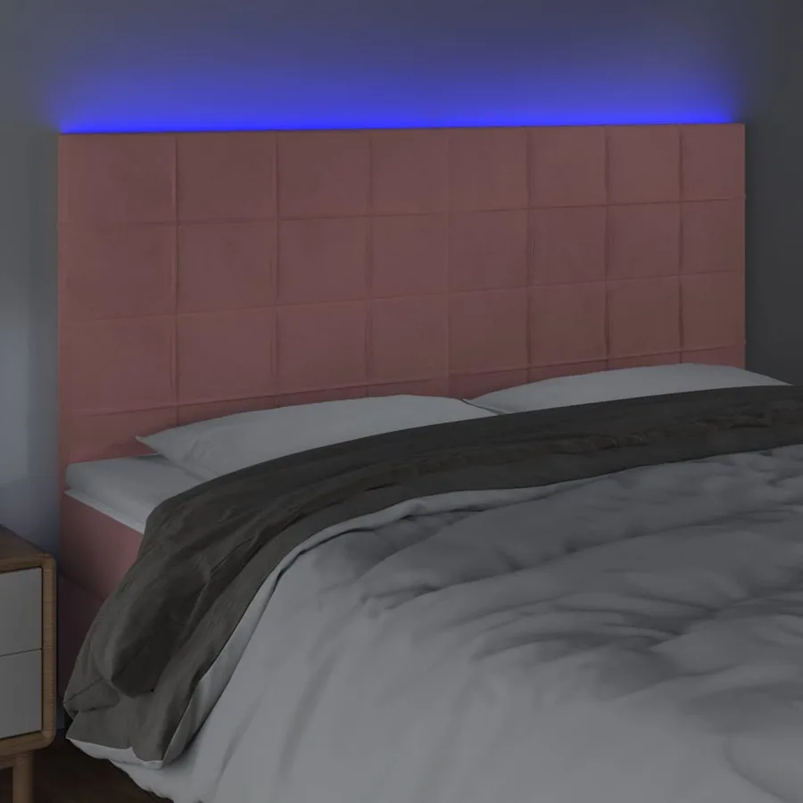 Tête de lit à LED Rose 160x5x118/128 cm Velours - 3