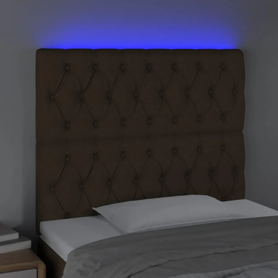 Tête de lit à LED Marron foncé 90x7x118/128 cm Tissu - 3
