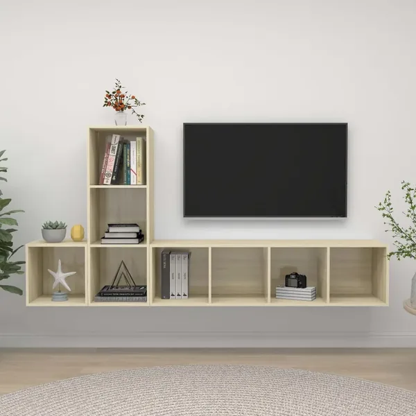 Ensemble de meuble TV 3 pcs Chêne sonoma Bois d'ingénierie