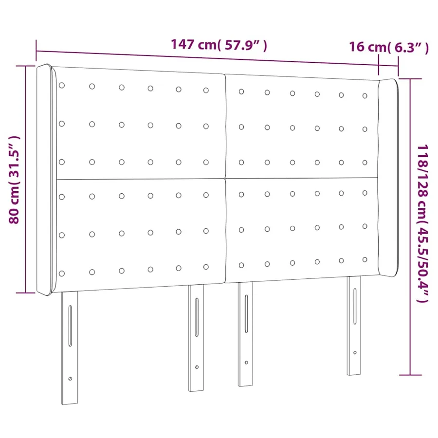 Tête de lit à LED Vert foncé 147x16x118/128 cm Velours - 7