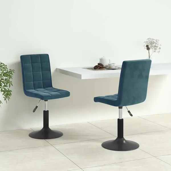 Chaises pivotantes à manger lot de 2 bleu velours