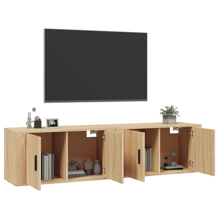 Meubles TV muraux 2 pcs chêne sonoma 80x34,5x40 cm - 3