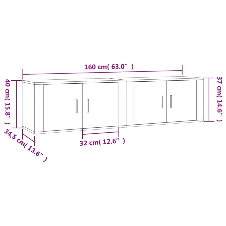 Meubles TV muraux 2 pcs chêne sonoma 80x34,5x40 cm - 8