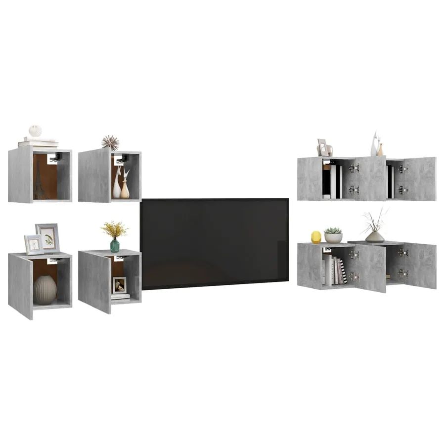 Meubles TV muraux 8 pcs Gris béton 30,5x30x30 cm - 3