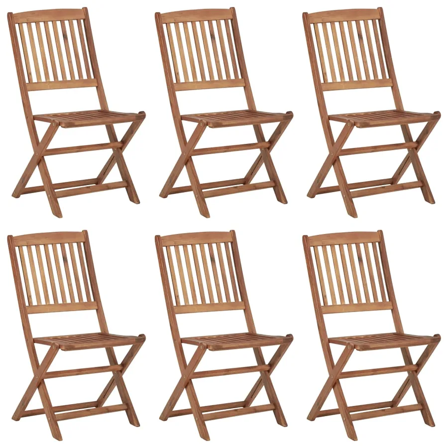 Chaises pliables de jardin lot de 6 avec coussins Bois d'acacia - 2