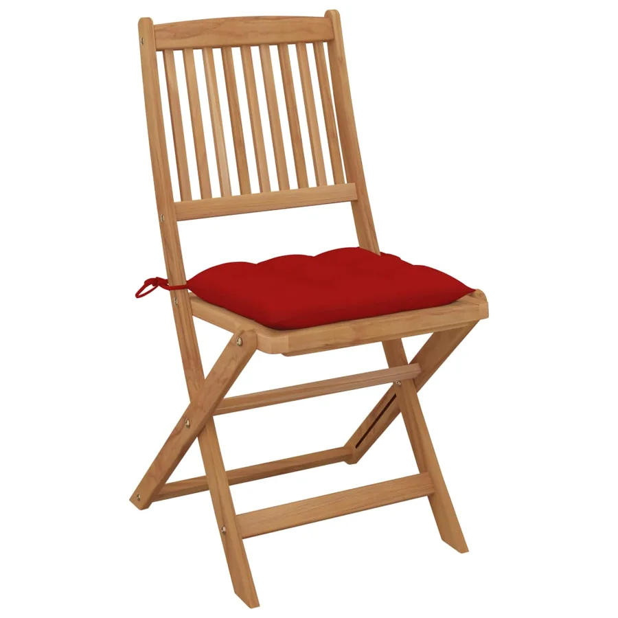 Chaises pliables de jardin lot de 6 avec coussins Bois d'acacia - 3