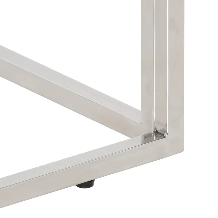 Table console argenté acier inoxydable/bois massif récupération - 7