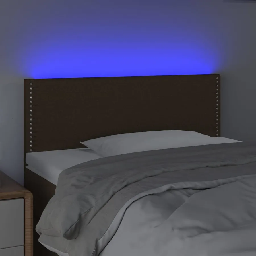 Tête de lit à LED Marron Foncé 100x5x78/88 cm Tissu - 3