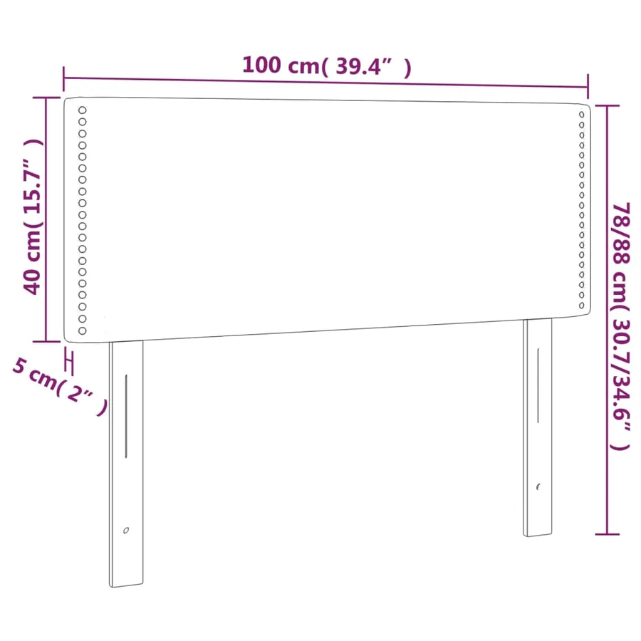 Tête de lit à LED Marron Foncé 100x5x78/88 cm Tissu - 6