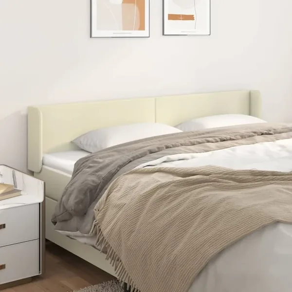 Tête de lit avec oreilles Crème 163x16x78/88 cm Similicuir