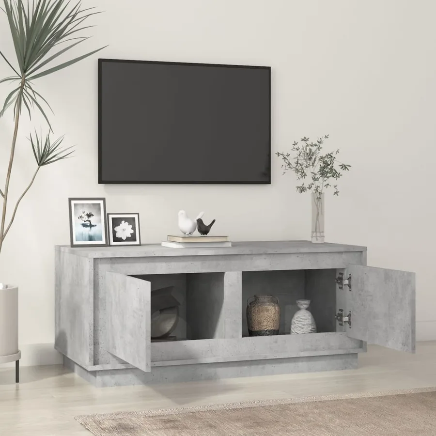 Table basse gris béton 102x50x44 cm bois d'ingénierie - 3