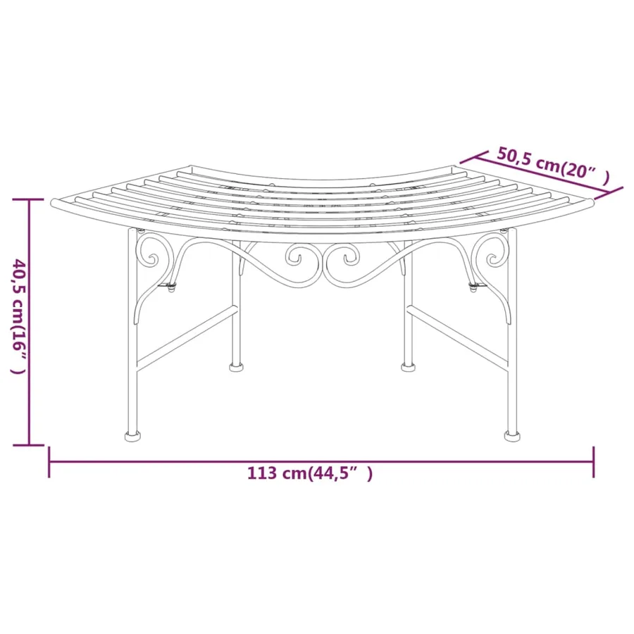 Banc tour d'arbre 113 cm Noir Acier - 6
