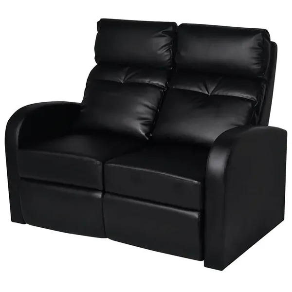 Fauteuil inclinable 2 places en similicuir noir