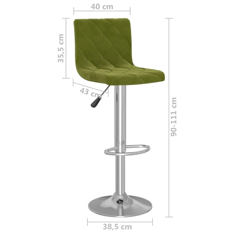 Tabourets de bar lot de 2 vert clair velours - 9