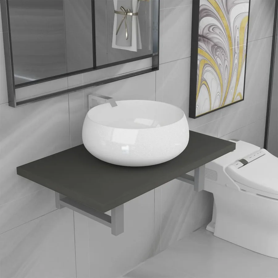 Meuble de salle de bain en deux pièces Céramique Gris