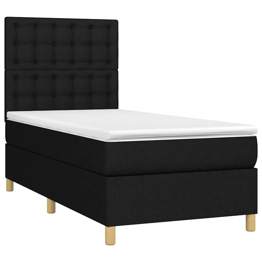 Sommier à lattes de lit et matelas et LED Noir 80x200cm Tissu - 3