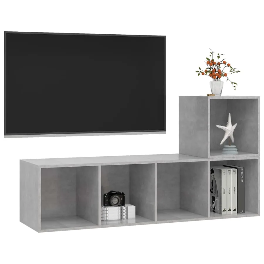Ensemble de meuble TV 2 pcs Gris béton Bois d'ingénierie - 3
