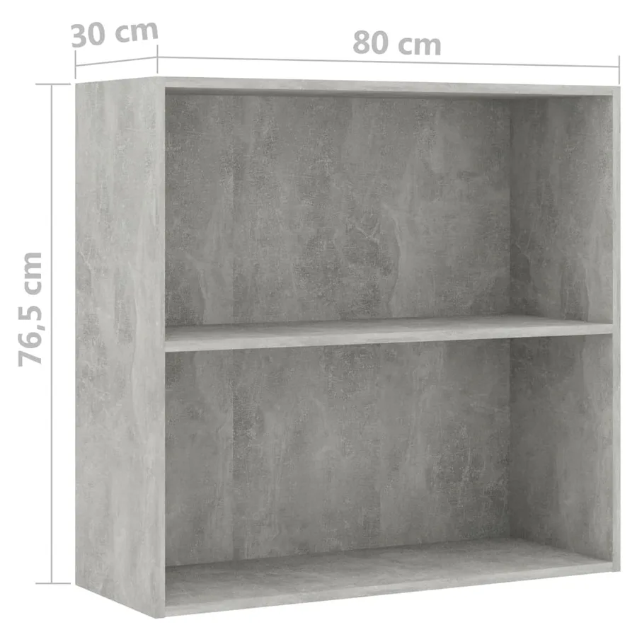 Bibliothèque à 2 niveaux gris béton bois d'ingénierie - 6