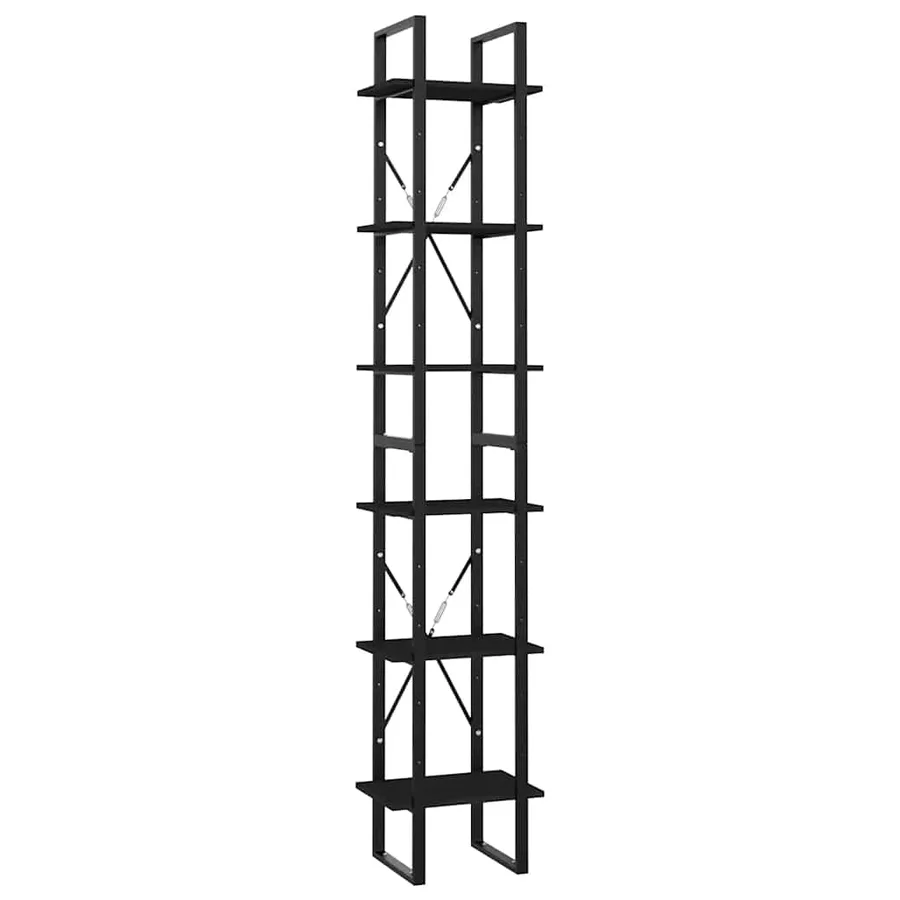 Bibliothèque à 6 niveaux noir 40x30x210 cm bois ingénierie - 2