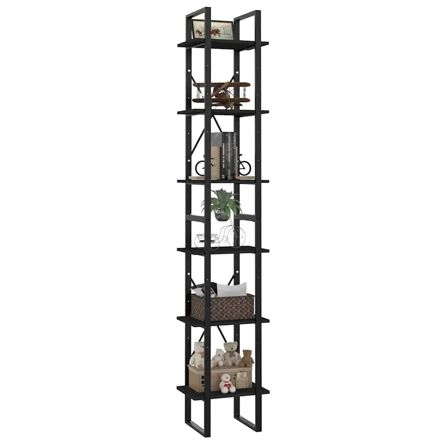 Bibliothèque à 6 niveaux noir 40x30x210 cm bois ingénierie - 4