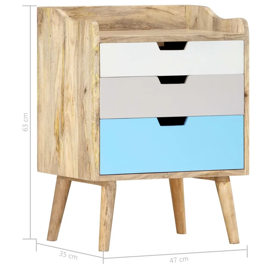 Table de chevet 47x35x63 cm Bois de manguier solide - 6