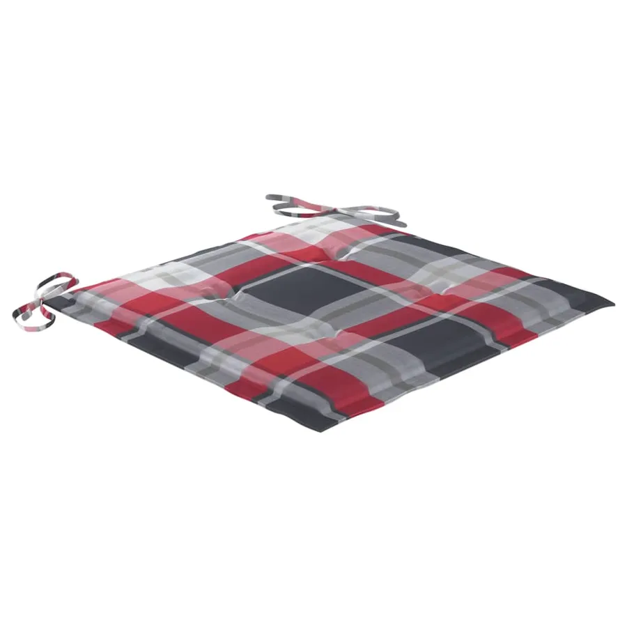 Chaises de jardin lot de 2 avec coussins à carreaux rouges Teck - 6