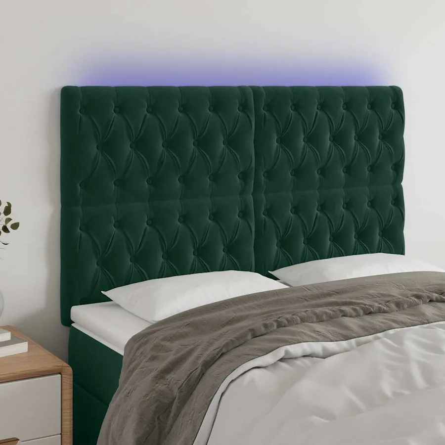 Tête de lit à LED Vert foncé 160x7x118/128 cm Velours