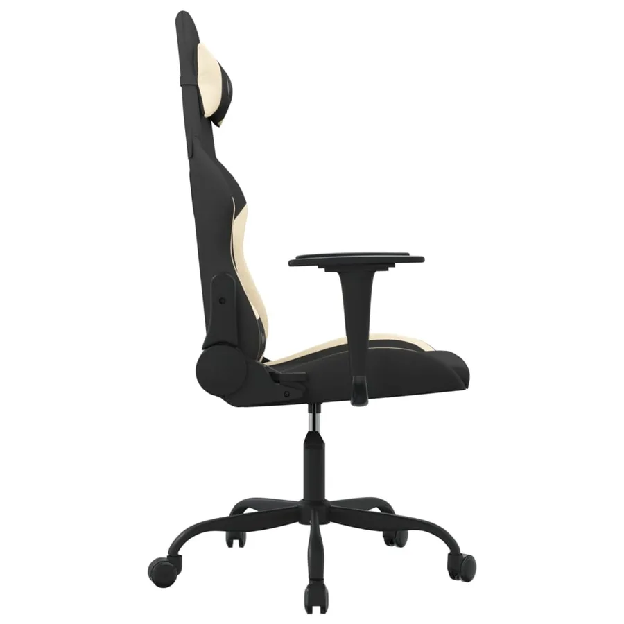 Chaise de jeu avec repose-pied Noir et crème Tissu - 4